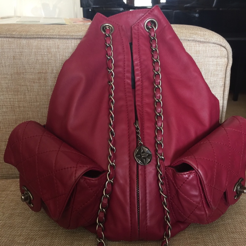 Vintage CHANEL RARE BURGUNDY LEATHER  BACKPACK